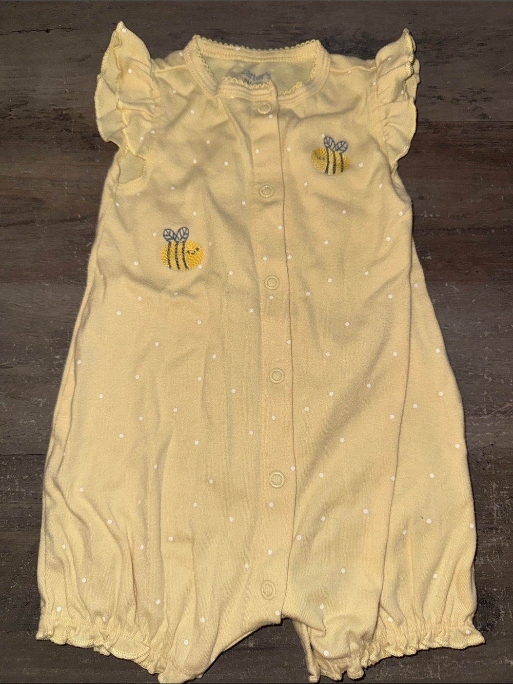 Carter's Yellow Bee Embroidered Romper